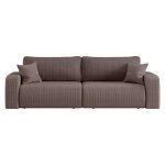 Canap� droit 3 places alya convertible en velours c�tel� - marron glac�