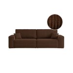 Canap� droit 3 places farah convertible en velours c�tel� - marron