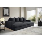 Canapé droit 4 places caldero noir avec double méridienne - assise profonde - velours côtelé Canapé droit 4 places caldero noir avec double méridienne - assise profonde - velours côtelé