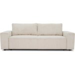 Canap� droit convertible 3 places josh - velours c�tel� beige - coffre de rangement - l239xp86xh85cm