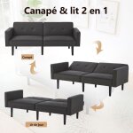 Canap� droit convertible en coton et de lincanape 2 placespied en boisdouble dossier r�glable ind�pendammentno ...