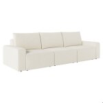 Canap� droit fixe 3 places romane en tissu easy clean antitache - beige