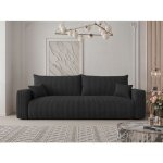 Canape convertible piano - 3 places - coffre de rangement - tissu velours cotel - anthracite