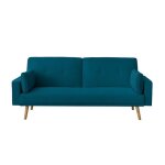 Canapé droit scandinave elga convertible 3 places en tissu - bleu Canapé droit scandinave elga convertible 3 places en tissu - bleu