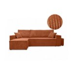 Canap farah dangle rversible et convertible 4 places avec un pouf en velours ctel - terracotta
