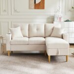 Canap fixe 3 places en l avec mridienne et rangements - porte - gobelet intgr livr avec 2 coussins ...