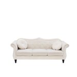 Canapé chesterfield 3 places en velours beige skien Canapé chesterfield 3 places en velours beige skien