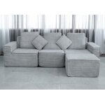 Canap innovant en mousse roule ? modulable 4 places - gris claire