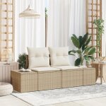 Canap� de jardin - 2 places - rotin naturel - beige - coussins d�houssables