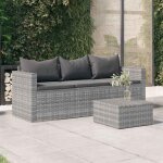 Canap� de jardin 3 places - vidaxl - r�sine tress�e - gris - 176x64x605 cm - coussins anthracite - cadre ...