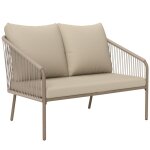 Canap� de jardin - outsunny - accoudoirs et coussins - 2 places - cadre en acier galvanis� r�sine tress�e ...