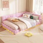 Canap - lit 140 * 200cm canap - lit lit avec cadre  lattes (sans matelas) 16 couleurs de lumire ambiante ...