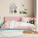 Canap� - lit 140x200 cm avec lumi�re led - lit capitonn� enfant avec port de usb et type c - sommier ...