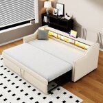 Canap - lit 90 / 180 * 190cm avec lit gigogne lit rembourr avec lumires led et ports usb avec sommier ...