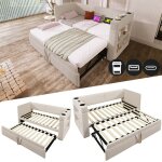 Canap� - lit 90�200 lit banquette 2 places lit gigogne avec accoudoirs et ports charge usb et type - ...