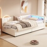 Canapé lit 90x200 cm avec rangement et 2 tiroirs lit 1 personne avec sommier à lattes lit simple led ... Canapé lit 90x200 cm avec rangement et 2 tiroirs lit 1 personne avec sommier à lattes lit simple led ...