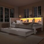 Canap� - lit - singularity - 90x200 cm (lit gigogne) - blanc - led dimmable - sommier � lattes