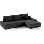 Canap - lit d?angle droit draco l noir ? design minimaliste revtement facile  entretenir et espace ...