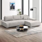 Canapé - lit d?angle droit draco velours beige ? tissu résistant et fonction de couchage pratique Canapé - lit d?angle droit draco velours beige ? tissu résistant et fonction de couchage pratique