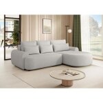 Canap� - lit d?angle droit olivio beige? tissu r�sistant et fonction de couchage pratique.