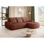 Canapé - lit d?angle droit olivio marron ? tissu résistant et fonction de couchage pratique. Canapé - lit d?angle droit olivio marron ? tissu résistant et fonction de couchage pratique.