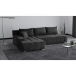 Canap - lit d?angle gauche draco l noir ? design minimaliste revtement facile  entretenir et espace ...