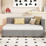 Canap� - lit capitonn� 90x200 cm avec 2 grands tiroirs de rangement convertible sofa / lit velours gris. ...