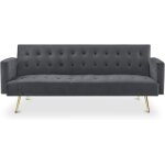 Canap - lit clic clac - noname - gris fonc - tissu - 2 places - pieds mtal dor