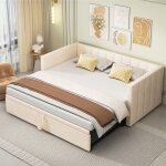 Canap - lit convertible 90 / 180x200 cm avec sommier  lattes lit gigogne lit rembourr lit 2 personnes ...