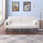 Canap� - lit convertible pliable beige 175x71x71cm - dossier r�glable futon confortable - design compact ...