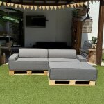 Canap� - lit double m�ridienne arko gris 240 x 160cm modulable en mousse avec accoudoirs pour int�rieur ...