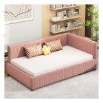 Canap - lit enfant 90 x 200 cm avec sommier  lattes structure de lit simple avec tete de lit rembourr ...