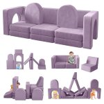 Canap� lit enfant convertible 13 modules futon pliable pour chambre et salle de jeux (myrtille))