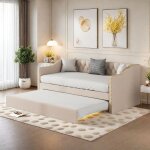 Canap lit extensible 90 / 180x200 cm - lit 2 places gigogne - sommier  lattes - cadre de lit convertible ...