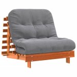 Canap� - lit futon en bois - vidaxl - dossier r�glable - bois de pin massif - 90x200x8 cm - marron cire ...