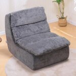 Canapé - lit futon velours gris assise profonde - mousse confort sans montage. salon / chambre gris Canapé - lit futon velours gris assise profonde - mousse confort sans montage. salon / chambre gris