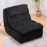 Canapé - lit futon velours noir assise profonde - mousse confort sans montage. salon / chambre noir Canapé - lit futon velours noir assise profonde - mousse confort sans montage. salon / chambre noir