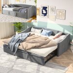 Canap lit gigogne 2 places avec sommier  lattes canap lit extensible 2x90x200 cm lit convertible tissu ...