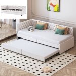 Canapé lit gigogne 2x90x200 cm lit de jour simple rembourré avec dossier et accoudoirs lit 2 places convertibl ... Canapé lit gigogne 2x90x200 cm lit de jour simple rembourré avec dossier et accoudoirs lit 2 places convertibl ...