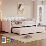 Canapé lit gigogne 90x200 + 90x190cm lit 2 places convertible avec sommier à lattesvelours lumière led ... Canapé lit gigogne 90x200 + 90x190cm lit 2 places convertible avec sommier à lattesvelours lumière led ...