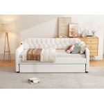 Canapé lit avec lit gigogne gigogne port usb beige90 * 200cm - hauss spole Canapé lit avec lit gigogne gigogne port usb beige90 * 200cm - hauss spole