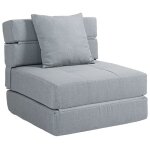 Canap - lit - homcom - convertible fauteuil 1 place - avec 1 coussin dhoussable - gris clair