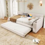 Canap� - lit - kodise - avec sommier � lattes (sans matelas)lit gigogne coulissat usb + type - c - lin ...