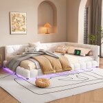Canap� - lit led double140x200 avec connexion usb et sommier lit de jour pour filles avec type - c imitation ...