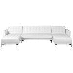 Canap� - lit modulable en forme de u 5 places aberdeen cuir pu blanc