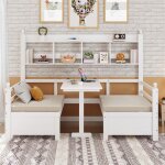 Canap� - lit multifonctionnel - blanc - bois massif - 2 - en - 1 lit 90x200 cm - bureau pliant avec �tag�res ...