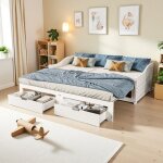 Canap� - lit multifonctionnel - lit en bois massif canap� - lit - 90 / 180x200 cm - blanc - avec tiroirs ...