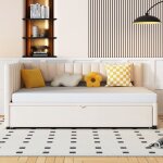 Canap - lit multifonctionnel en forme de l avec lit gigogne 90 / 180 * 200cm lit rembourr en tissu ...