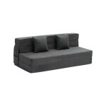 Canap - lit pliant 3 en 1 - duoku - gris fonc - mousse  mmoire de forme - 2 oreillers - 200 kg