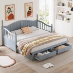 Canap - lit pliant 90 / 180 * 190 cm avec dossier incurv et accoudoirs avec 2 tiroirs et sommier  ...